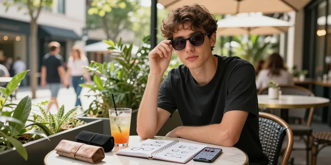 Estilo moderno e conforto com lentes de grau em ambiente urbano.