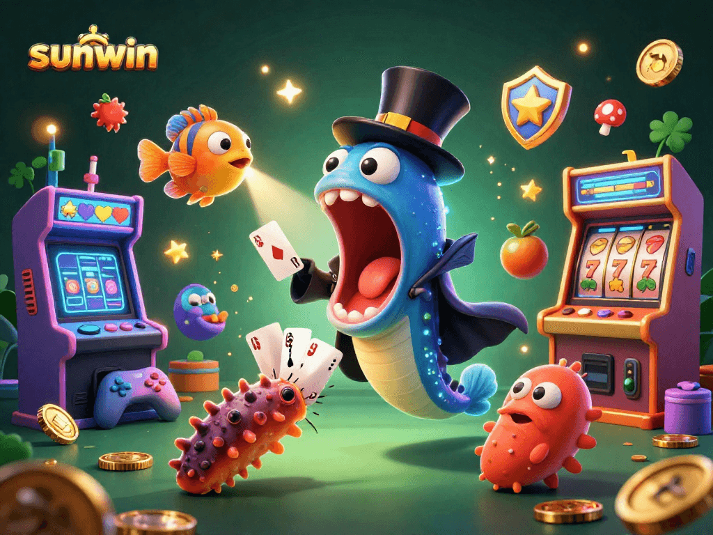 Experience the thrilling magic of sunwin's casino games with vibrant characters in an animated underwater scene.