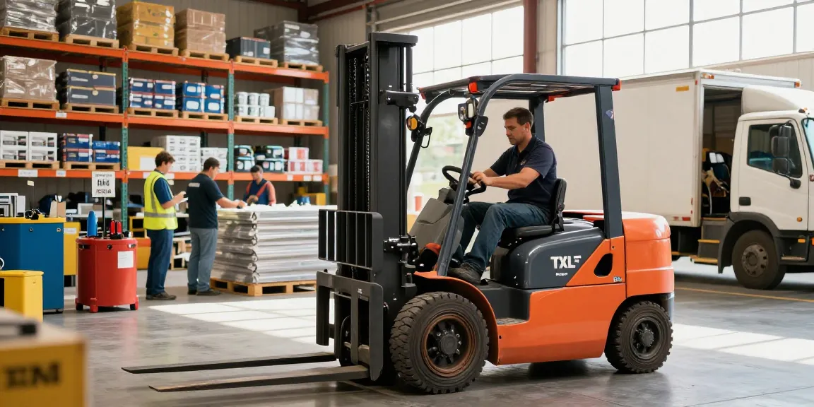 Electric forklifts for sale in a vibrant warehouse scene, showcasing operational efficiency and skilled handling.