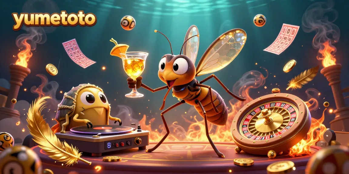 Experience excitement with yumetoto's lively lottery games and dynamic mascot in this 3D casino scene.