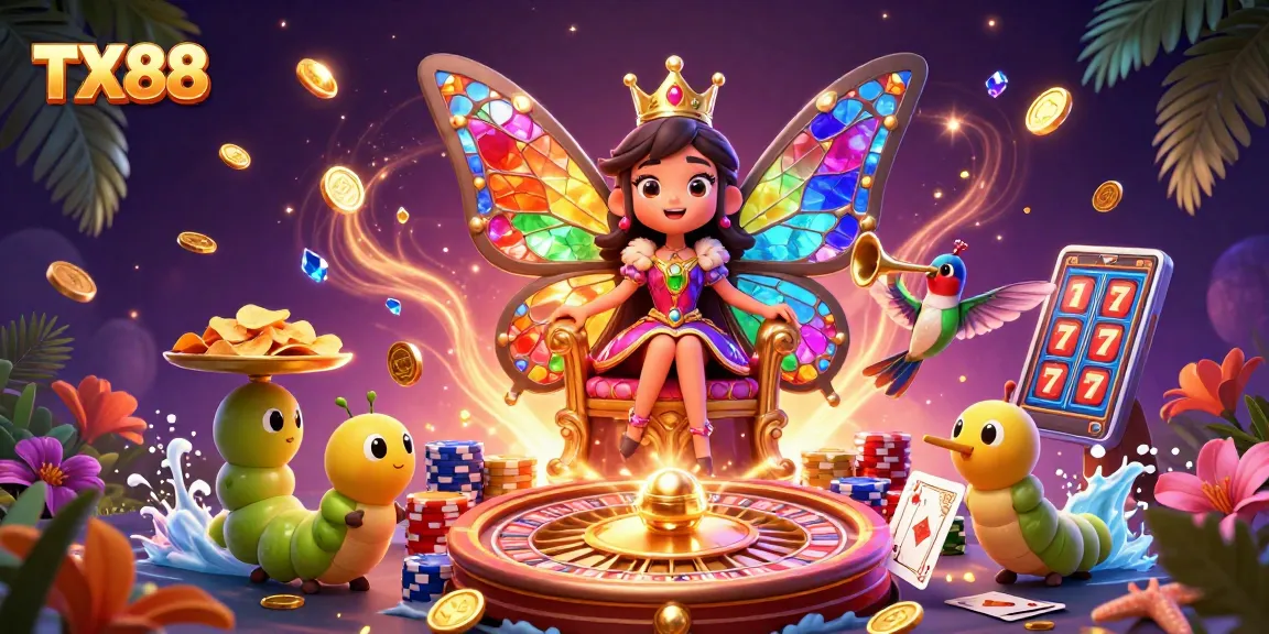 Win big at TX88 with vibrant casino games and colorful characters in an enchanting setting.