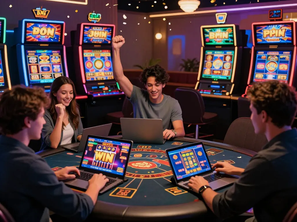 Exciting online gaming experience at https://rikviprent.com with diverse players celebrating wins.