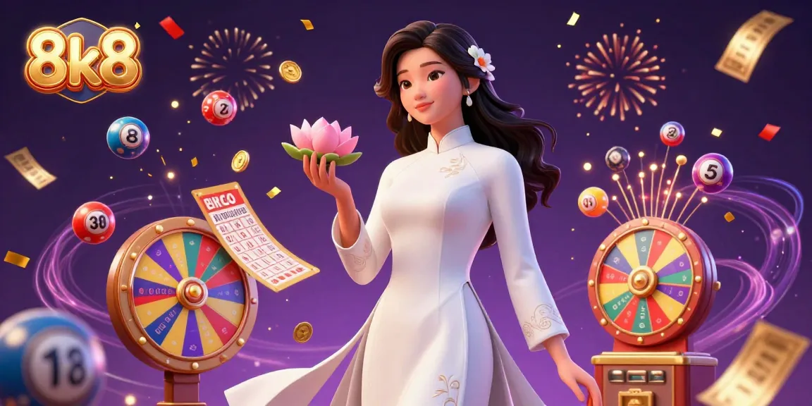Experience thrilling gameplay at 8k8 with colorful elements celebrating casino excitement.