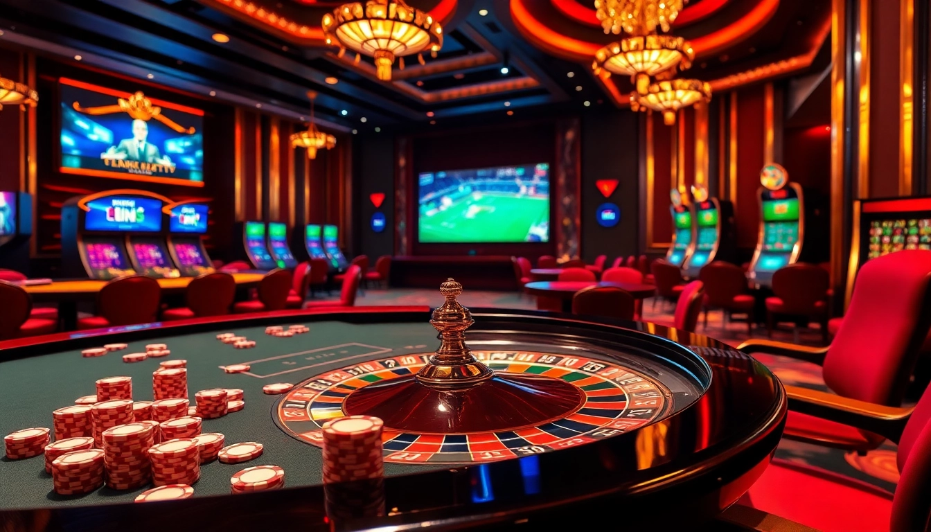 The exciting world of cakhiatv showcased in a vibrant casino scene highlighting roulette and poker action.