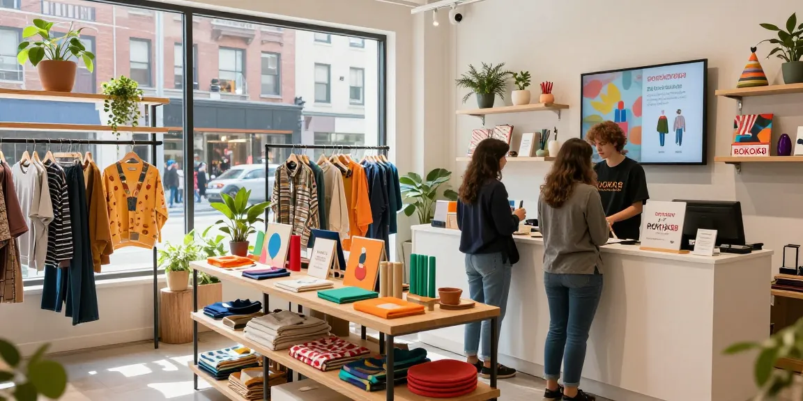 Shopping for unique local products at ROKOK88 brand store, showcasing UMKM products with a vibrant atmosphere.