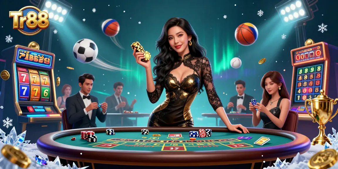Experience the thrills of Tr 88 with high-stakes baccarat and dazzling golden casino chips.