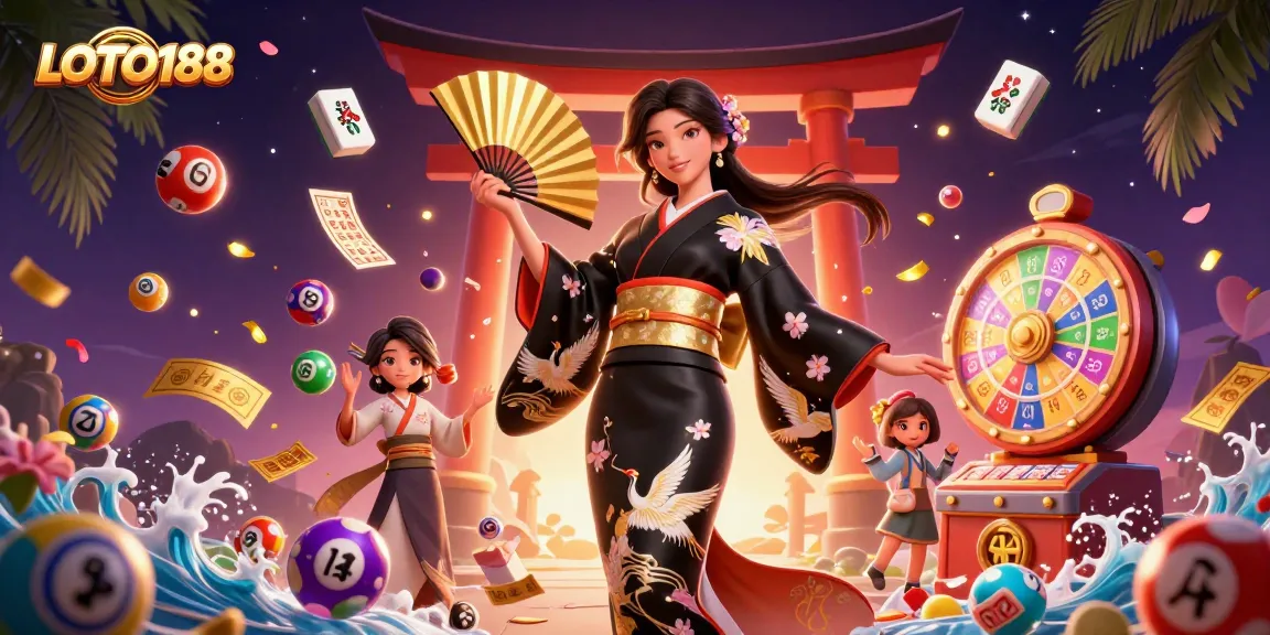 Engage with LOTO188's vibrant lottery experience featuring dynamic colorful balls and lucky symbols.