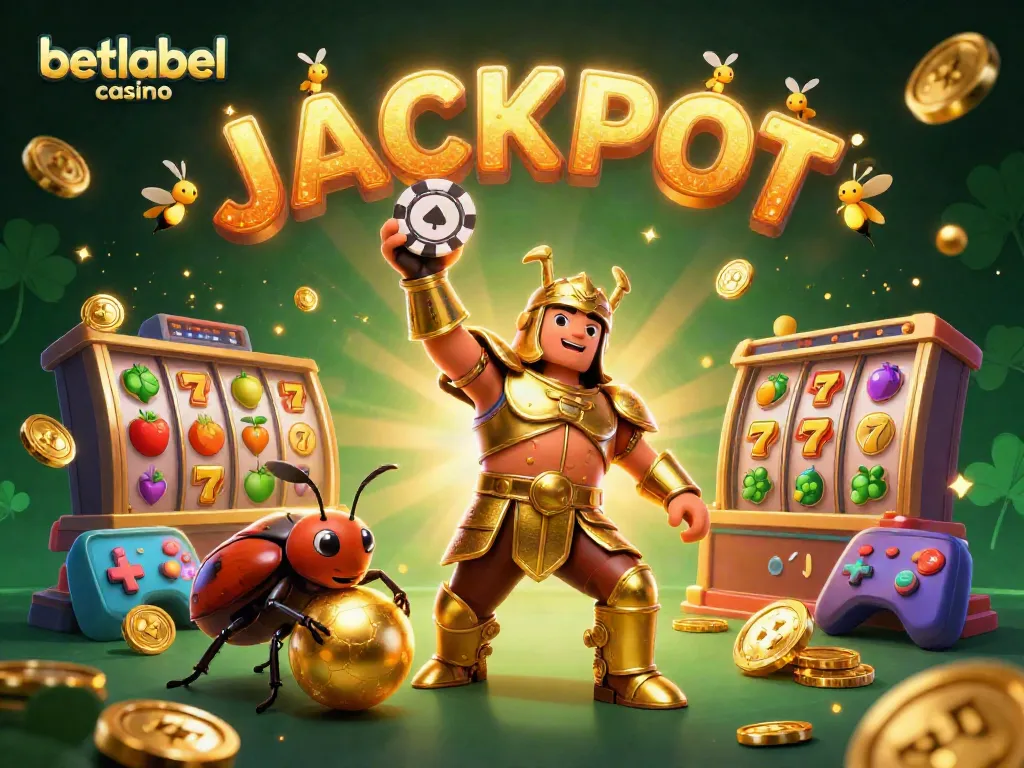 Experience the excitement of betlabel casino with vibrant 3D characters celebrating a jackpot win.