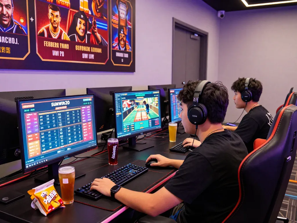Engaged player exploring the sunwin20 online gaming platform with vibrant visuals and dynamic atmosphere.