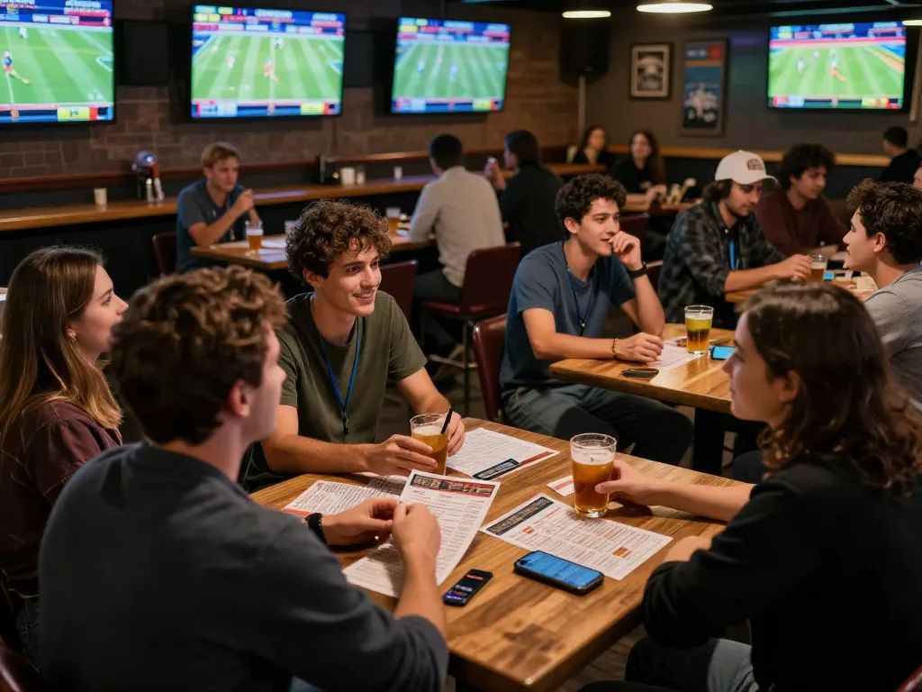 Exciting sports betting moment with friends placing bets at the SV 368 sports bar atmosphere.