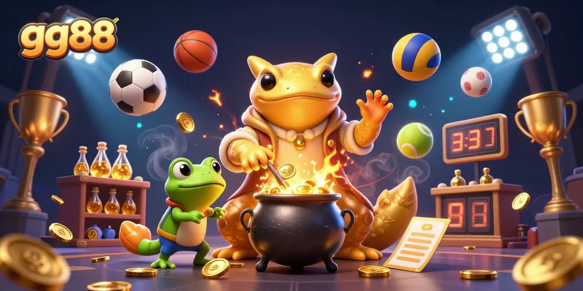 Play exciting jackpot games like gg88 while the golden salamander crafts coins in a magical scene.