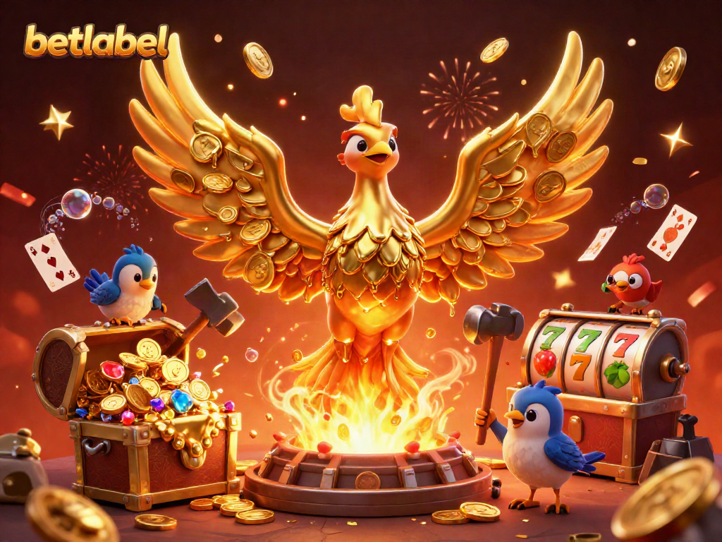Experience the excitement of betlabel with a golden phoenix and dynamic casino elements seamlessly intertwined.