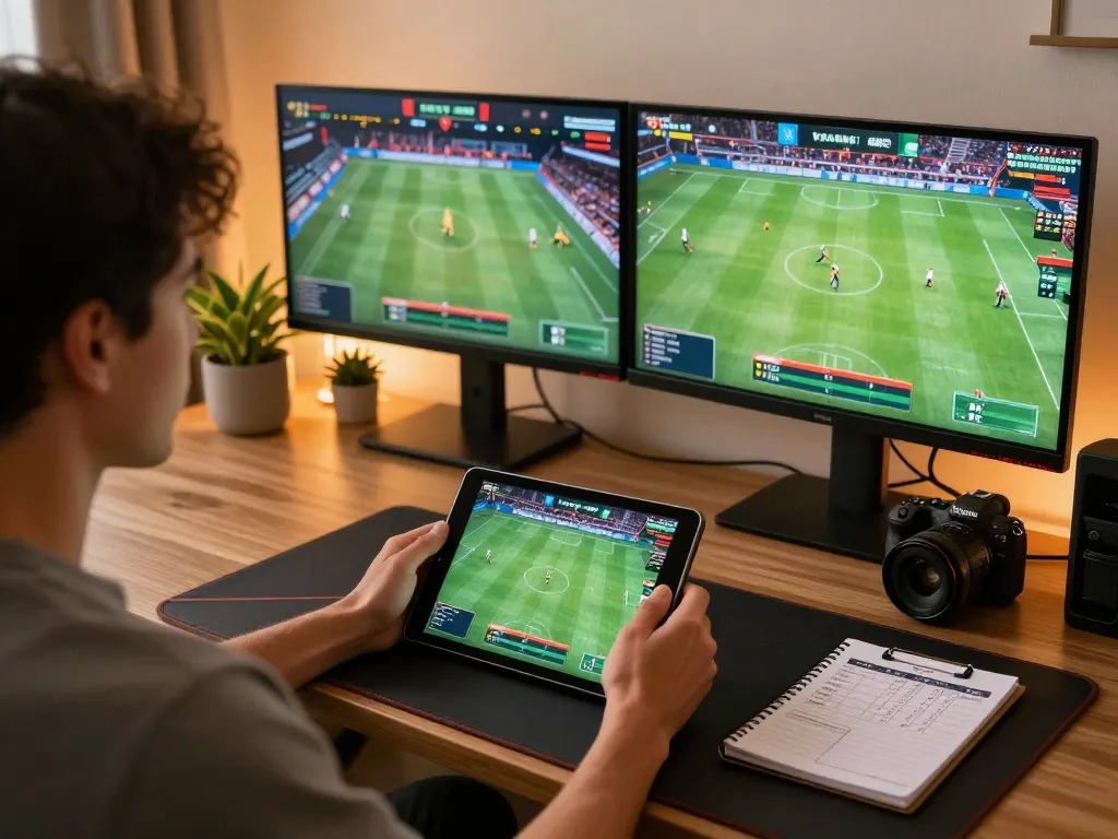 Online sports betting in action at https://www.dacsandatphanrang.com/, showcasing a detailed setup with tablets and strategies.