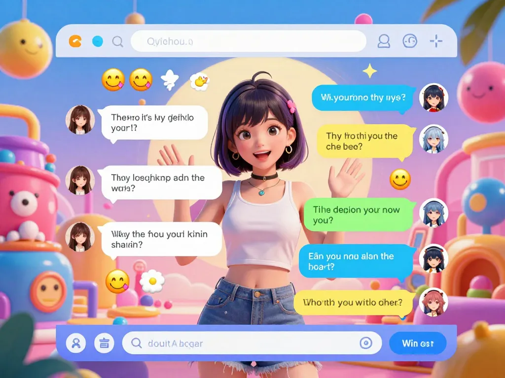 Engaging hentai AI chat scene with animated avatars and vibrant colors showcasing playful interaction.