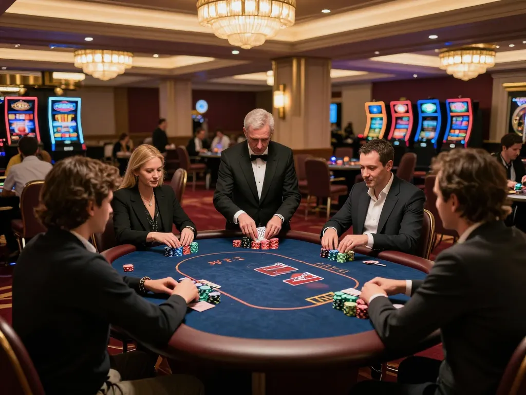 Engaged players at a CM88 poker table strategizing their next move during an intense game.