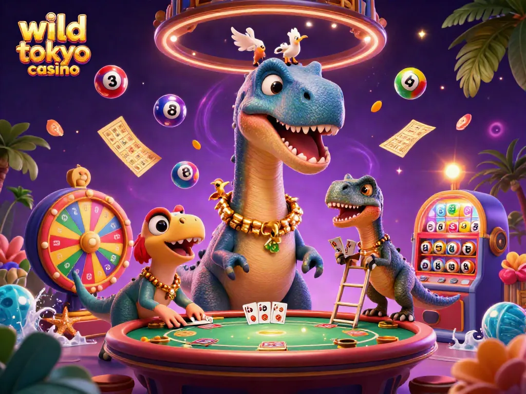 Experience excitement at wild tokyo casino with vibrant games and dynamic illustrations capturing the thrill of play.