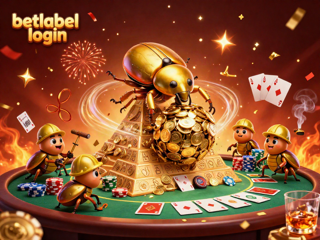 Join the action at BetLabel login with golden coins and poker excitement in this vibrant illustration.