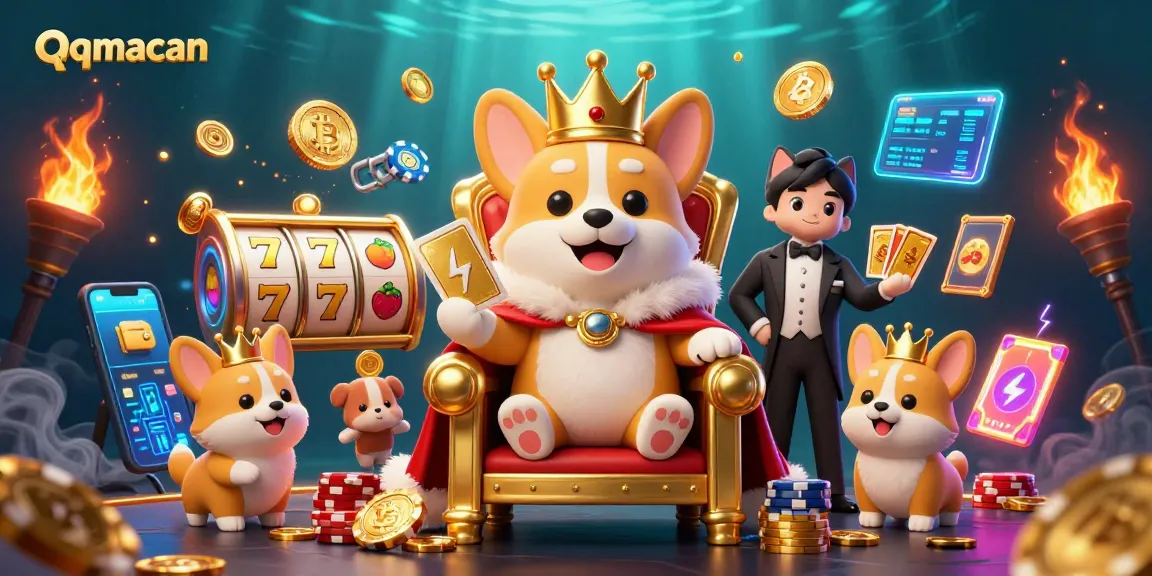 Permainan slot unik di qqmacan dengan corgi bermahkota emas dan kartu emas siap menang jackpot!