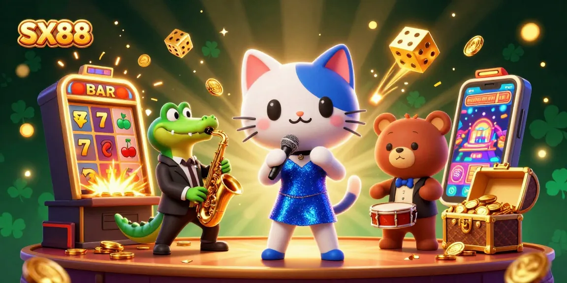 SX88 players enjoying a casino experience with 3D cartoon characters in a vibrant, exciting scene.